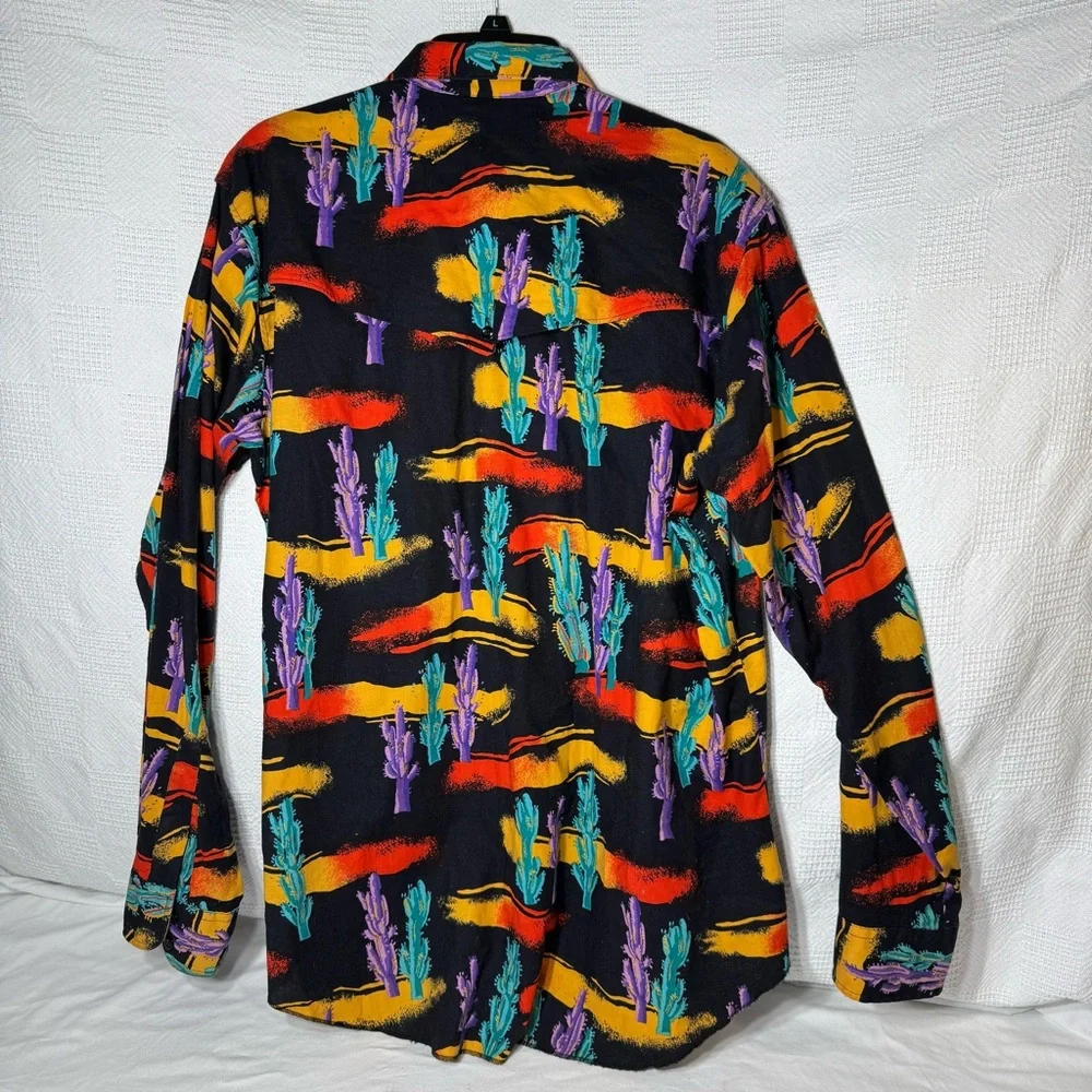 Vtg Wrangler Neon Cactus All Over Print Cowboy Cut Regular Fit‎ USA Mens 17-36